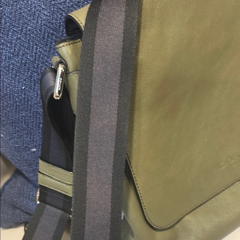 Coach Olive Green Leather Messenger Bag - Picture 4 of 13